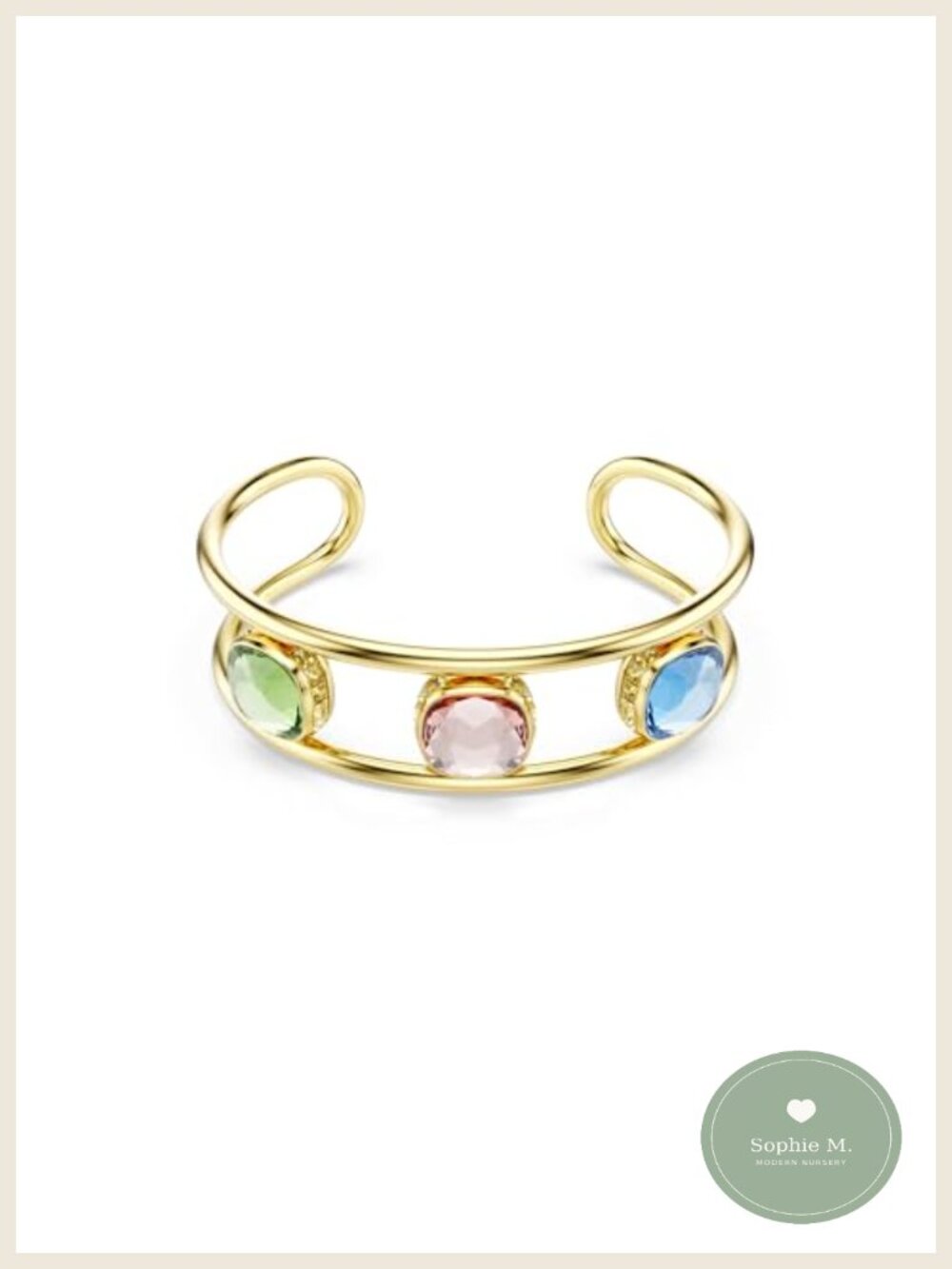 Swarovski Crystal Reversible Cuff Bangle Gold-Tone Finish Statement Jewelry